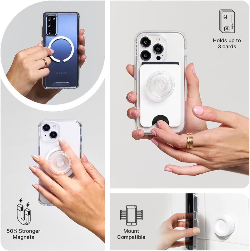 POPSOCKETS قبضة هاتف لمغناطيس ماج سيف مع حامل، حامل مغناطيسي، قمة قابلة للتبديل، قبضة آمنة لجرابات آيفون ماج سيف، قبضة هاتف وجهاز لوحي، ديزني - شيربرت ميكي المخطط - Image 3